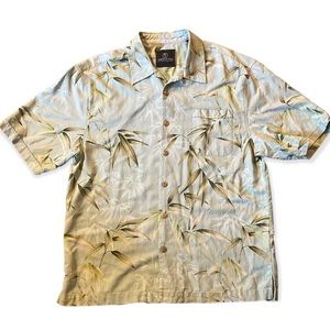 Mens Vintage Jamaica Jaxx Bamboo Allover Print Silk Hawaiian Camp Shirt